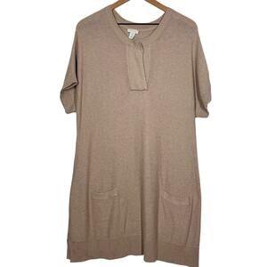 Chicos Tunic Top Size XL (3) Beige Rabbit Hair Blend Knit Lagenlook Longline